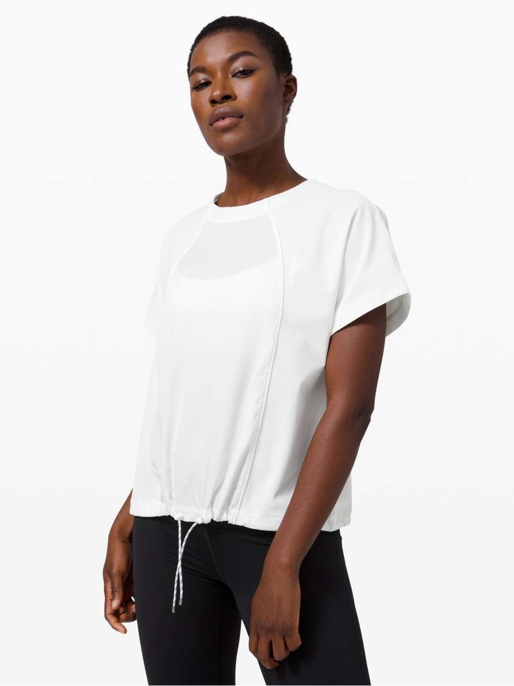 Lululemon Tied to Motion White/ Cream Short Sleeve Womens Top Size Medium
